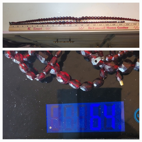CHERRY RED AMBER faceted graduated bead VINTAGE NECKLACES 2 separate strands - Picture 7 of 7